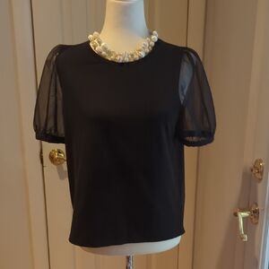 Madewell Black Sheer Sleeve Blouse